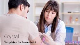  Presentation with blood test - PPT theme featuring patient during blood test sampling background and a soft green colored foreground