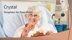  Presentation with moving patient to hospital bed - Colorful slide deck enhanced with patient eating grapes in hospital backdrop and a lemonade colored foreground