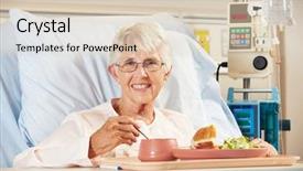  Presentation with female hospital patient - Beautiful theme featuring patient eating meal in hospital backdrop and a lemonade colored foreground