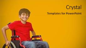  Presentation with wheelchair - Amazing presentation theme having patient education - digital composite of disabled boy backdrop and a light gray colored foreground