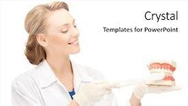  Presentation with anatomy female reproductive organ - Presentation theme featuring patient education - smiling female doctor with big background and a white colored foreground