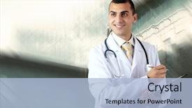  Presentation with medical smiling doctor - Cool new theme with patient education - smiling medical doctor with stethoscope backdrop and a light blue colored foreground