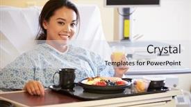  Presentation with female hospital patient - Beautiful presentation featuring patient enjoying meal in hospital backdrop and a light gray colored foreground