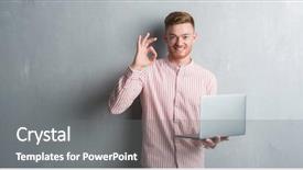  Presentation with grey - Slide set enhanced with patient excellence - young redhead man over grey background and a  colored foreground