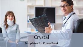  Presentation with arthritis medical examination medicine health - Cool new theme with patient excellence - young woman visiting doctor backdrop and a light blue colored foreground