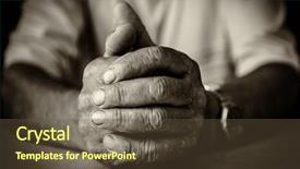  Presentation with patient experience - PPT theme with patient experience - hands of old man background and a tawny brown colored foreground