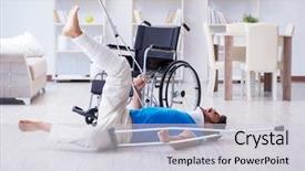  Presentation with fall - Slide deck having patient fall - injured young man recovering background and a light gray colored foreground
