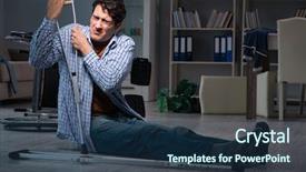  Presentation with wheelchair - Amazing presentation design having patient fall - man fell off wheelchair sitting backdrop and a ocean colored foreground