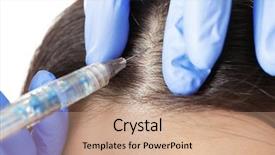  Presentation with hair loss - Audience pleasing presentation design consisting of patient fall - young woman with hair loss backdrop and a coral colored foreground