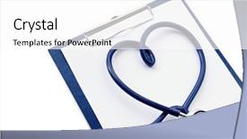  Presentation with clipboard stethoscope - Presentation theme having patient files - medical clipboard and stethoscope isolated background and a white colored foreground