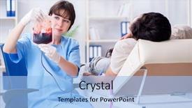  Presentation with blood transfusion - Colorful PPT theme enhanced with patient getting blood transfusion backdrop and a light blue colored foreground