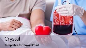  Presentation with blood transfusion - PPT theme enhanced with patient getting blood transfusion background and a light gray colored foreground
