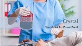  Presentation with blood transfusion - Theme featuring anemia - patient getting blood transfusion background and a light blue colored foreground