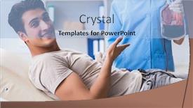  Presentation with blood transfusion - Amazing PPT layouts having patient getting blood transfusion in hospital clinic backdrop and a light blue colored foreground