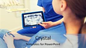  Presentation with dentist xray - Cool new presentation design with patient girl at dental backdrop and a teal colored foreground