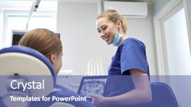  Presentation with dentist xray - Theme having patient girl at dental background and a ocean colored foreground