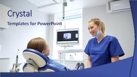  Presentation with dental office - Cool new presentation with patient girl talking at dental backdrop and a sky blue colored foreground