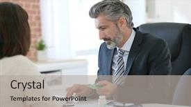  Presentation with social security - Colorful presentation theme enhanced with patient giving social security card backdrop and a light gray colored foreground