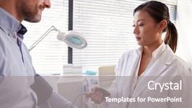  Presentation with blood pressure - Presentation design with patient having blood pressure taken background and a gray colored foreground