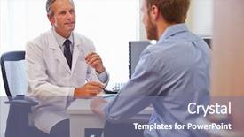  Presentation with doctor office - Slide set enhanced with patient having consultation with doctor background and a seafoam green colored foreground