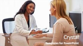  Presentation with doctor and patient medical consultation - Slide set enhanced with patient having consultation with female background and a coral colored foreground