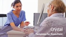  Presentation with nurse and patient - Presentation design featuring patient having consultation with nurse background and a gray colored foreground