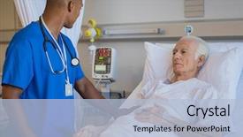  Presentation with patient monitor - Cool new slide deck with patient health status male nurse backdrop and a light blue colored foreground