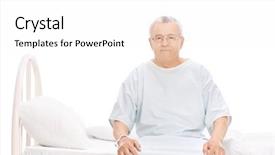  Presentation with hospital bed - Presentation design featuring gowns - senior patient in a hospital background and a white colored foreground