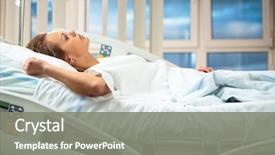  Presentation with female hospital patient - Theme enhanced with patient in a modern hospital background and a gray colored foreground