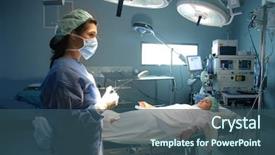  Presentation with operating room - Beautiful slides featuring patient in a operating room backdrop and a ocean colored foreground