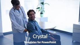  Presentation with female hospital patient - PPT layouts enhanced with patient in clinic at hospital background and a ocean colored foreground