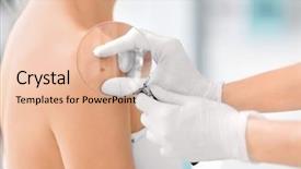  Presentation with clinic - Amazing PPT theme having patient in clinic cancer backdrop and a lemonade colored foreground