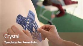  Presentation with nurse and patient holding hands - PPT layouts with patient in clinic of kinesiotherapy background and a  colored foreground