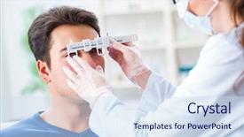  Presentation with eye doctor - Beautiful PPT layouts featuring patient in eye doctor hospital backdrop and a sky blue colored foreground