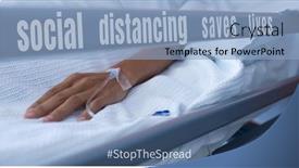  Presentation with public health covid - Slide set featuring patient-in-hospital-bed background and a  colored foreground