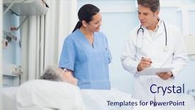  Presentation with healthcare workers - Audience pleasing slide set consisting of patient in hospital ward backdrop and a sky blue colored foreground