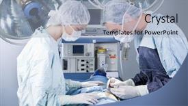  Presentation with operation theatre - Slide deck featuring patient in operation theatre background and a light blue colored foreground
