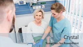  Presentation with recovery room - Audience pleasing slide set consisting of patient in recovery room backdrop and a light blue colored foreground