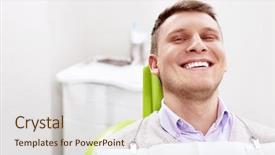  Presentation with dental gipsum - Colorful presentation design enhanced with patient in the dental chair backdrop and a soft green colored foreground