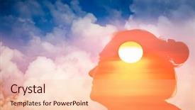  Presentation with mental - Colorful presentation enhanced with patient innovation - double exposure of woman head backdrop and a lemonade colored foreground