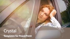  Presentation with traffic jam - PPT layouts featuring patient journey - bored woman sitting background and a coral colored foreground