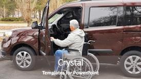  Presentation with journey - PPT theme consisting of patient journey - man in a wheelchair next background and a gray colored foreground