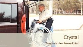  Presentation with loading - Audience pleasing slide deck consisting of patient journey - man loading wheelchair of handicapped backdrop and a  colored foreground