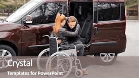  Presentation with helping man mountain - Cool new slides with patient journey - young man helping handicapped woman backdrop and a  colored foreground