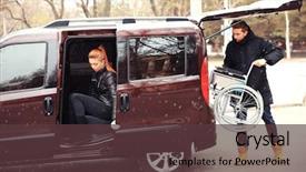 Presentation with loading - Colorful slides enhanced with patient journey - young man loading wheelchair backdrop and a  colored foreground