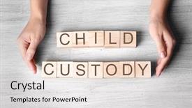  Presentation with child custody - Slides with patient law - female hands and cubes background and a light gray colored foreground