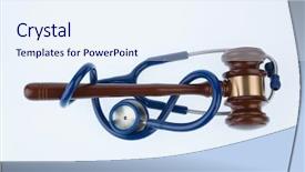  Presentation with judge - Presentation consisting of patient law - judge gavel and stethoscope background and a sky blue colored foreground