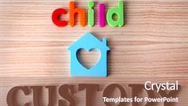  Presentation with child custody - Slides with patient law - words child custody on wooden background and a red colored foreground