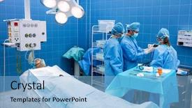  Presentation with operation theatre - Colorful slide deck enhanced with patient lying on operation backdrop and a light blue colored foreground