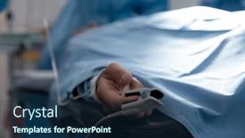  Presentation with surgical - Colorful presentation design enhanced with patient-lying-on-surgical-bed backdrop and a navy blue colored foreground